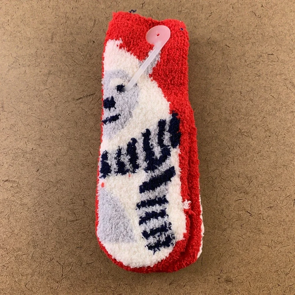 Old navy Kids Unisex One Size Red Snow Monster Cozy Crew Socks NWT